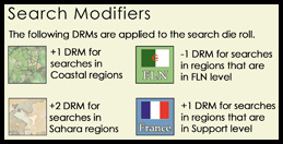 Ici c'est la France! Board Game - Search Modifiers Chart