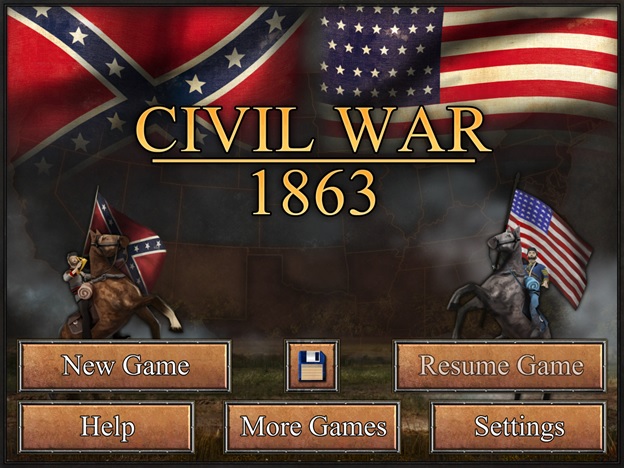 Civil War: 1863 - Computer (iPad) Game Start Screen